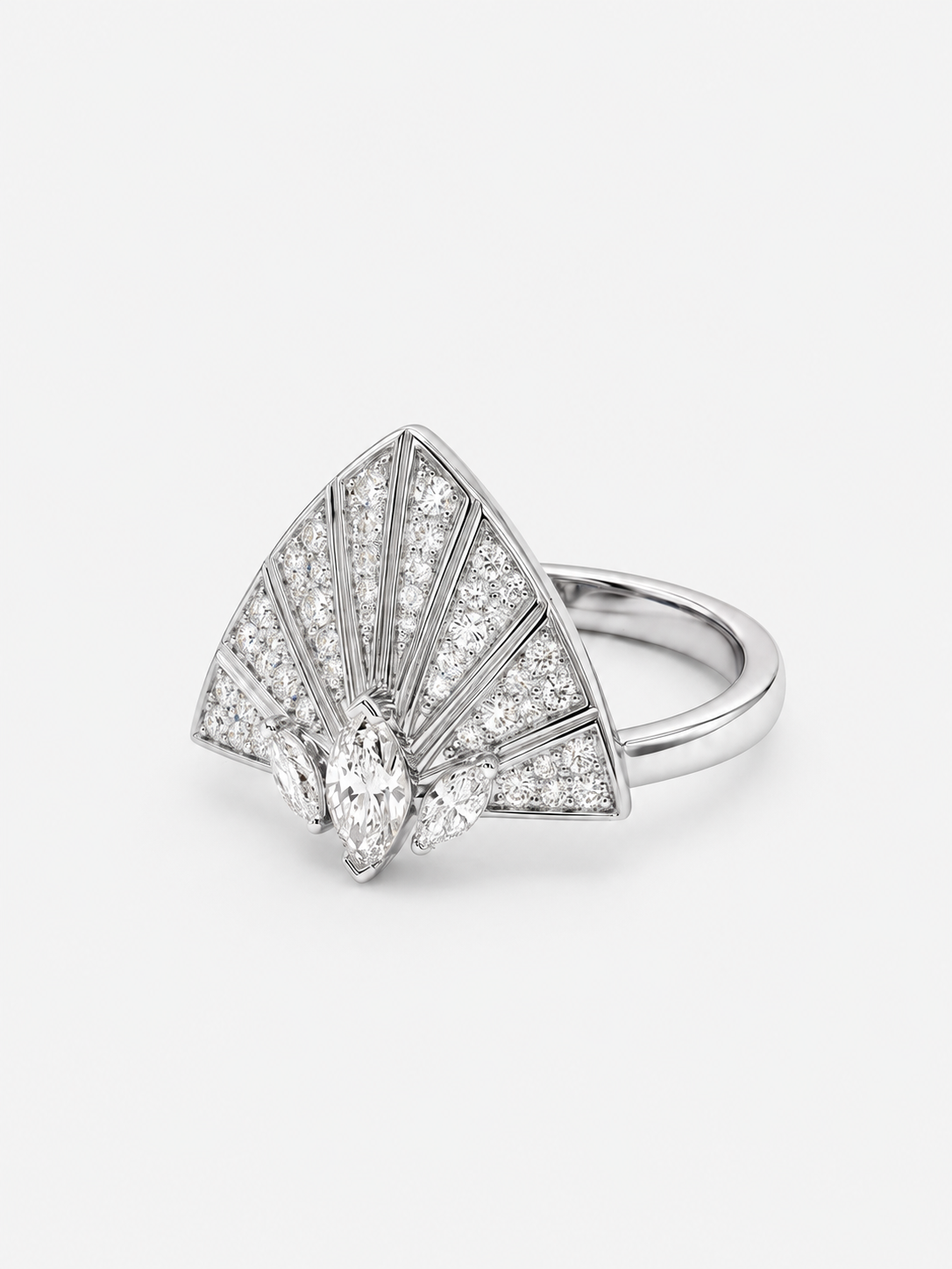 Bague Plume d'Or Tout Pavage