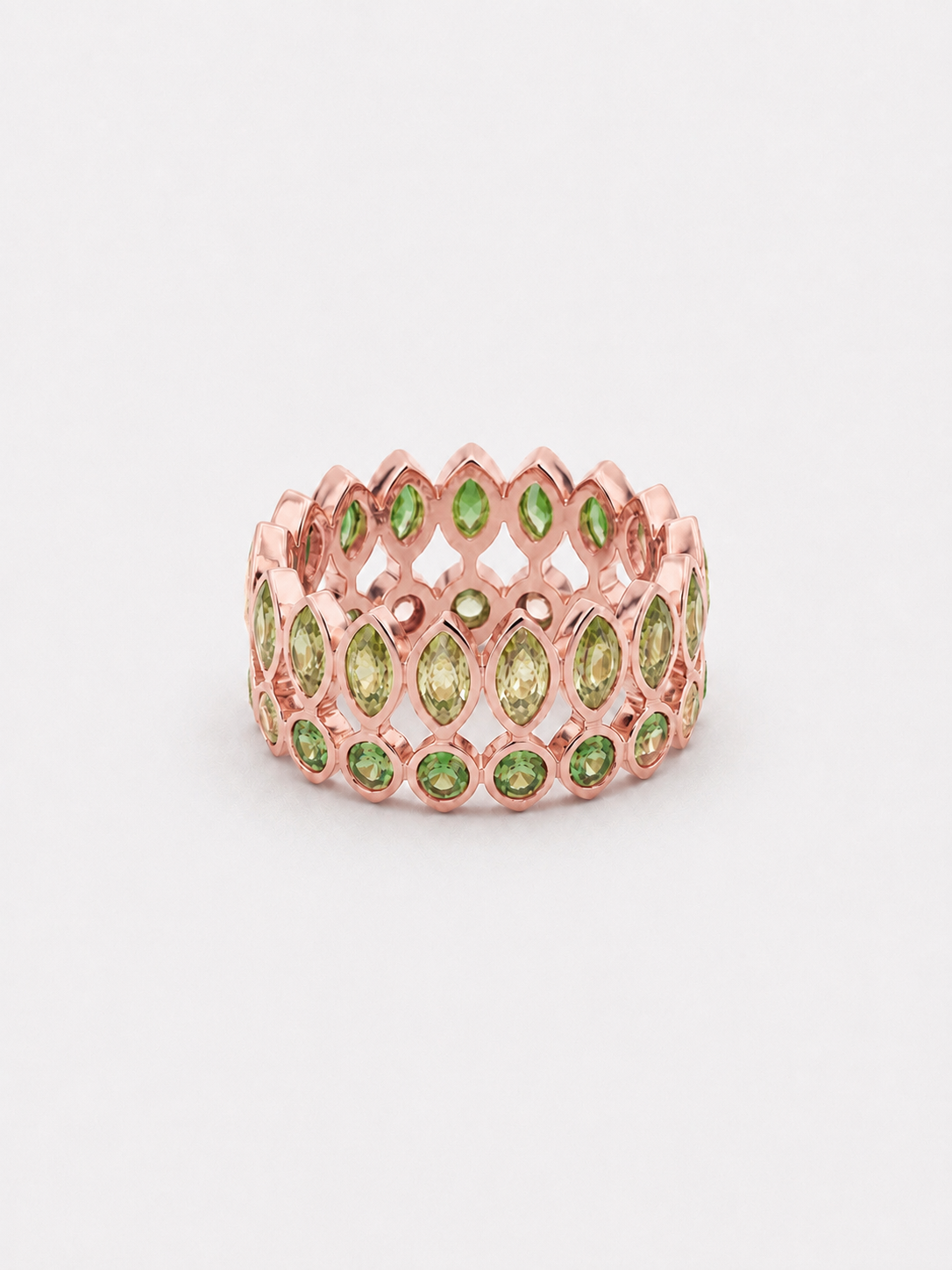 Bague Reine Couronne de Saphirs Verts