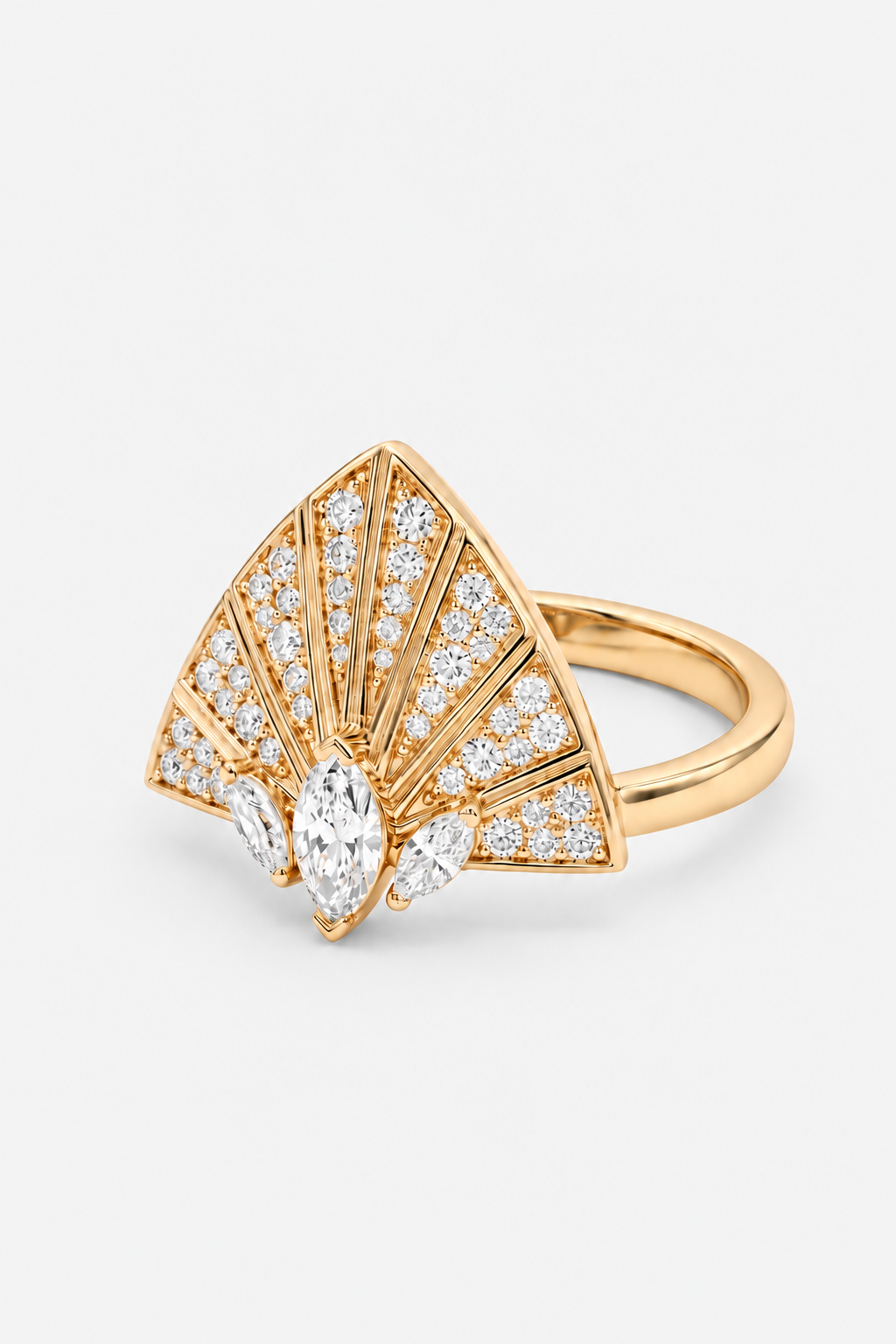 Bague Plume d'Or Tout Pavage