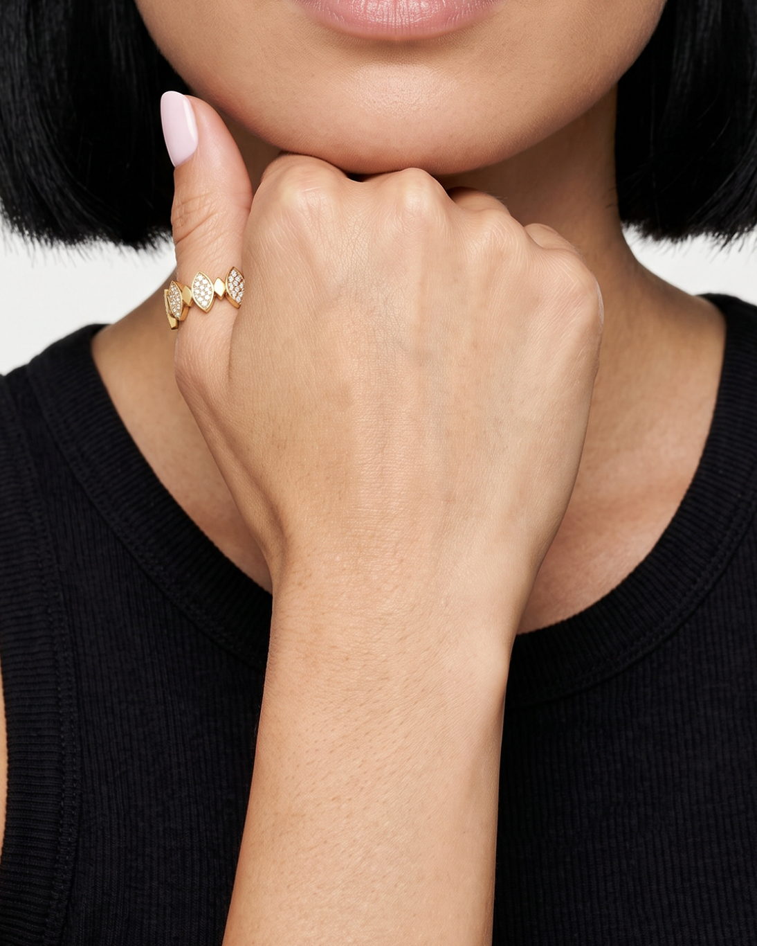 Bague Porte Joie Demi Pavage