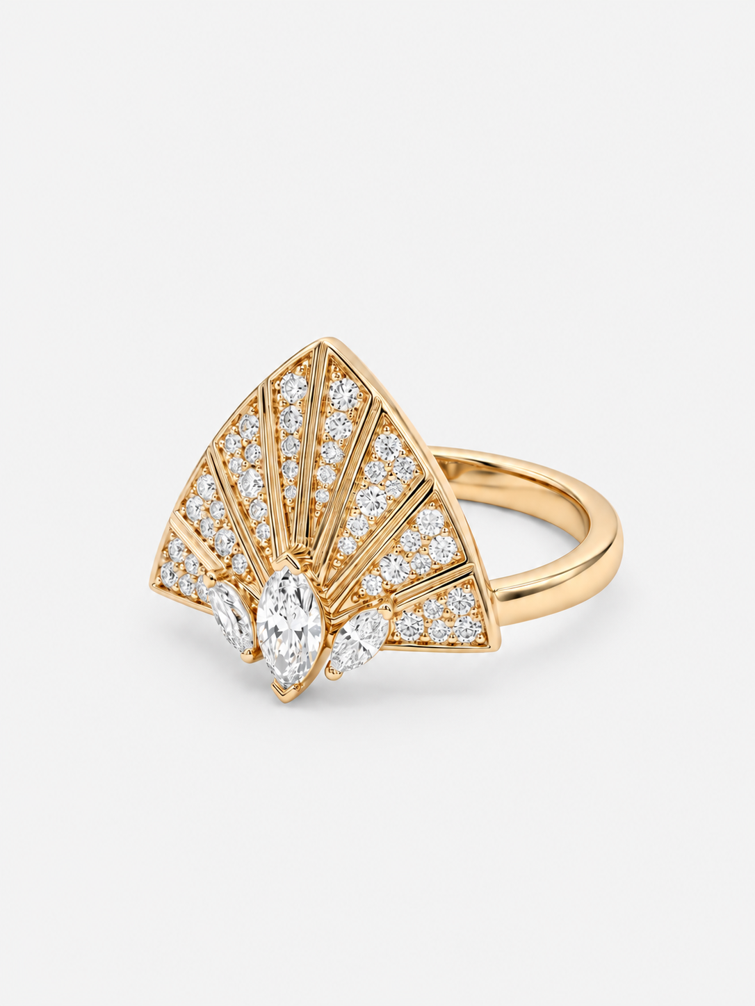 Bague Plume d'Or Tout Pavage