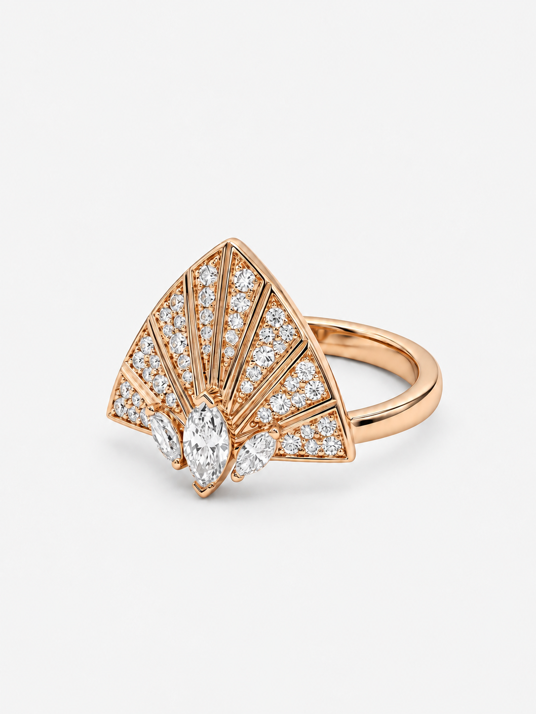 Bague Plume d'Or Tout Pavage