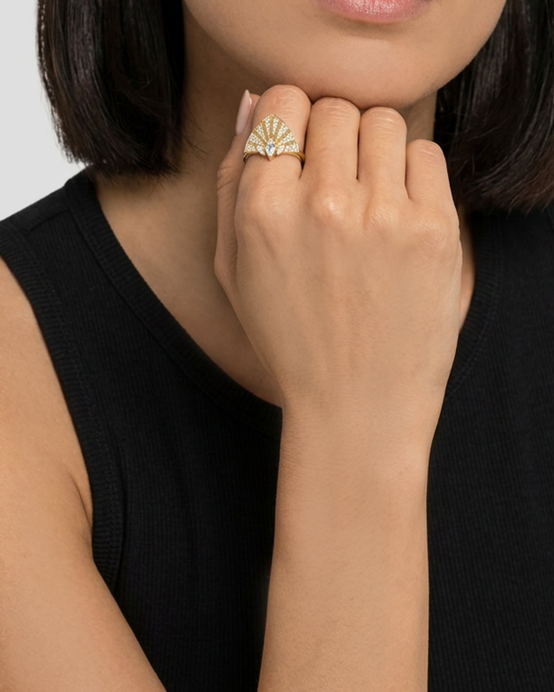Bague Plume d'Or Tout Pavage